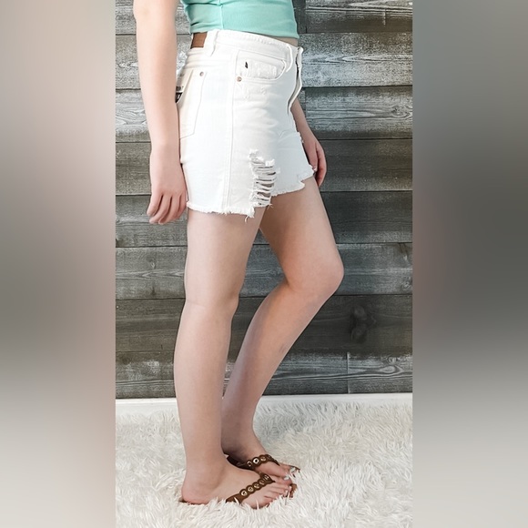 judy blue rigid magic high waist destroyed white denim shorts JB150264 WHT small - Picture 7 of 13